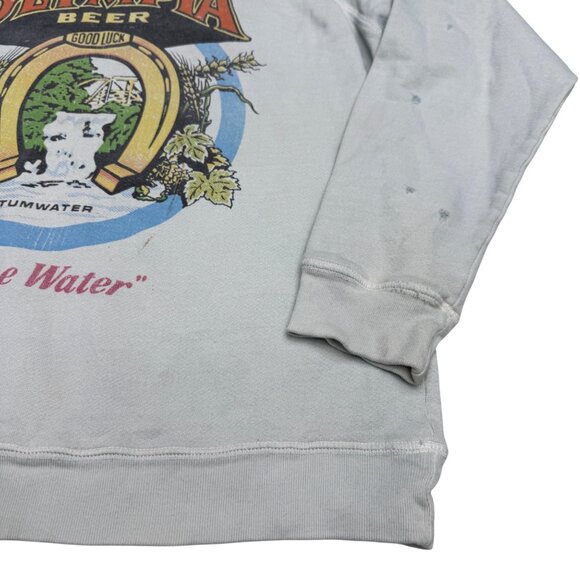 RetroBrand Olympia Beer Distressed Pullover Sweatshirt Made In USA, Size S - Picture 4 of 8